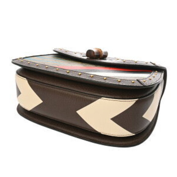 Gucci Handbag Bamboo Beige Ebony Brown GG Supreme Leather - Picture 5 of 10